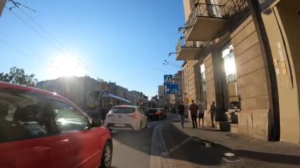Traffico Nel Centro Della Città Persone Breslavia Polonia 2023 — Video Stock
