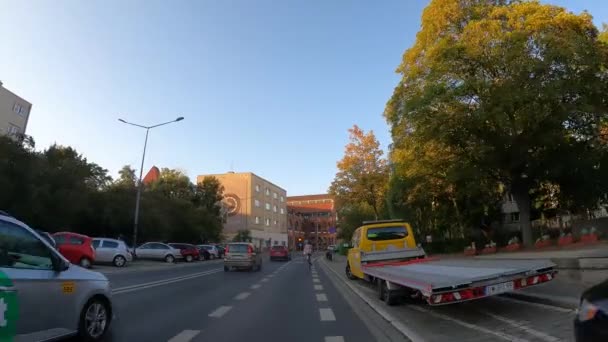Verkehr Der Innenstadt Menschen Breslau Polen 2023 — Stockvideo