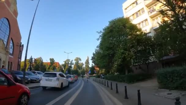 Трафік Центрі Міста Людей Вроцлав Польща 2023 — стокове відео