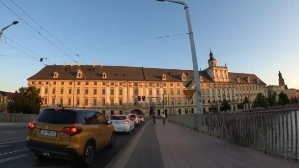 Şehir Merkezinde Trafik Var Polonya 2023 — Stok video