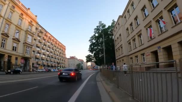 Verkehr Der Innenstadt Menschen Breslau Polen 2023 — Stockvideo