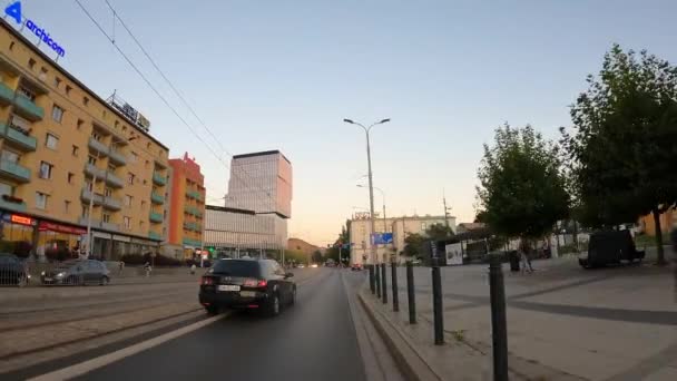 Şehir Merkezinde Trafik Var Polonya 2023 — Stok video