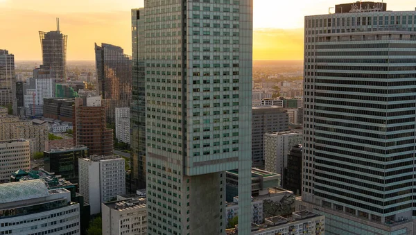 Panoramisch Uitzicht Moderne Wolkenkrabbers Zakelijke Centra Warschau Uitzicht Het Centrum — Stockfoto