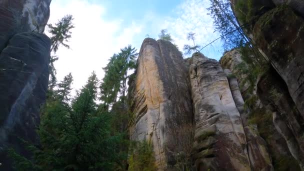 Landschaftsaufnahme Der Adrspasch Teplice Felsen — Stockvideo