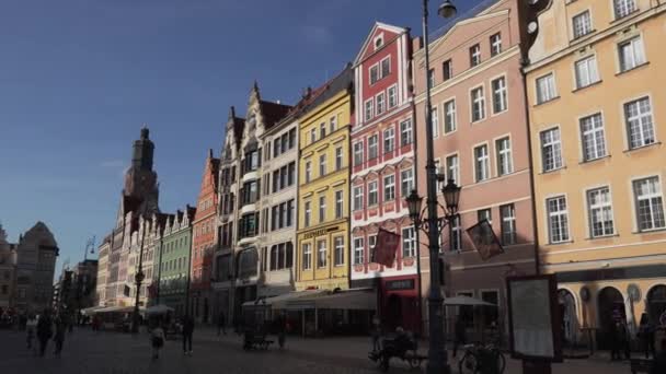 City Center Europe Tourism Architecture Wroclaw Poland October 2023 — Stock Video