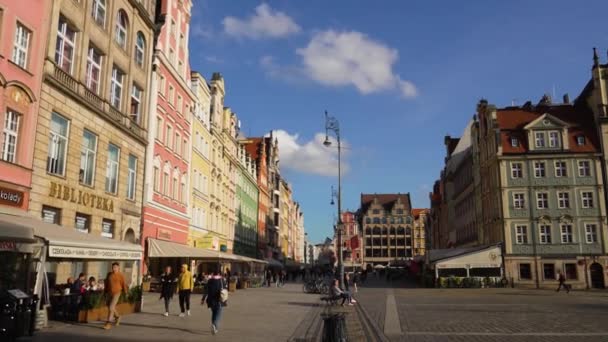 Centro Cidade Arquitetura Turística Europa Wroclaw Polônia Outubro 2023 — Vídeo de Stock