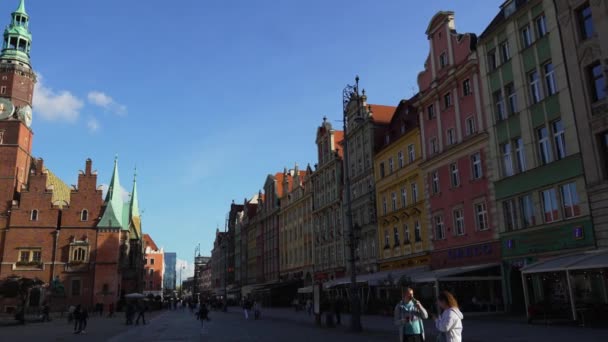 Centrum Miasta Europa Architektura Turystyczna Wrocław Polska Października 2023 — Wideo stockowe