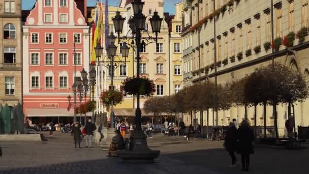 Centro Ciudad Europa Arquitectura Turística Wroclaw Polonia Octubre 2023 — Vídeo de stock