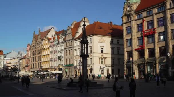 Centrum Města Evropa Cestovní Ruch Architektura Vratislav Polsko Říjen 2023 — Stock video