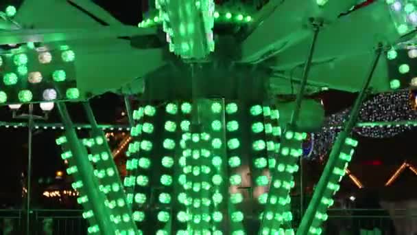Carousel Lights Glow Night — Stock Video