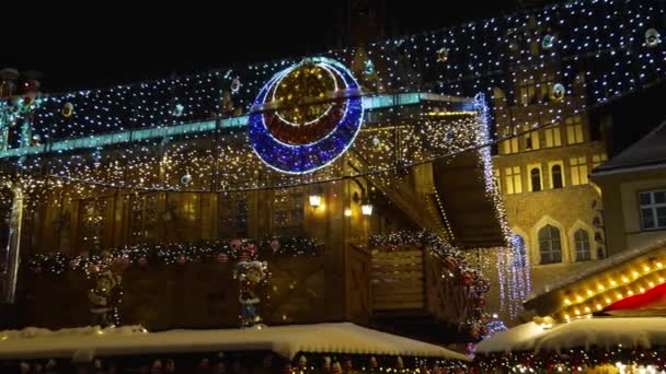 Vánoční Dekorace Záře Světla Nový Rok Vratislav Polsko — Stock video