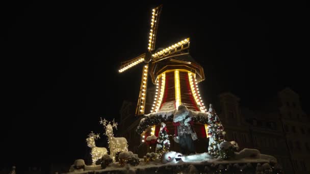 Ozdoby Świąteczne Blask Światła Nowy Rok Wrocław Polska — Wideo stockowe
