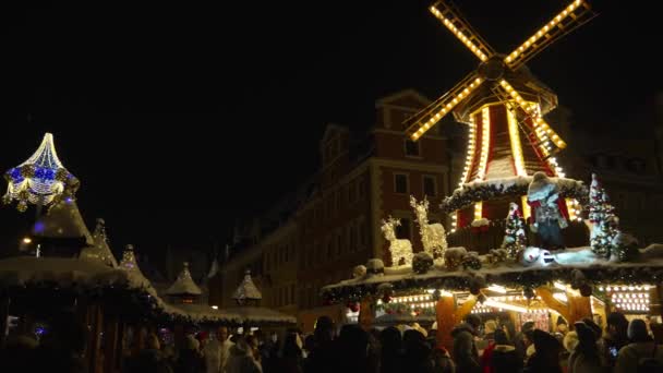 Christmas Decorations Glow Lights New Year Wroclaw Poland December 2023 — Stock Video
