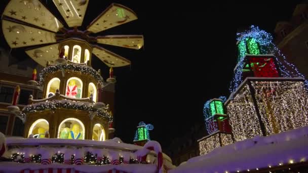 Decoraciones Navidad Brillan Luces Año Nuevo Wroclaw Polonia Diciembre 2023 — Vídeos de Stock