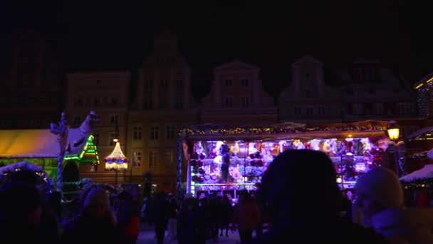 Kerstversiering Gloeilampen Nieuwjaar Wroclaw Polen December 2023 — Stockvideo