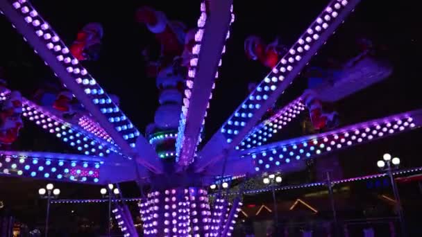 Décorations Noël Carrousel Ride Lueur Lumières Nouvel Wroclaw Pologne Décembre — Video