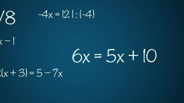 Las Fórmulas Matemáticas Físicas Pasan Través Pantalla Caen Animación Ecuaciones — Vídeo de stock