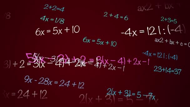 数学と物理学の公式はスクリーンを通り抜け落ちる 数学の方程式のアニメーション プレキサス式の速い動き 技術遺伝子生物学 バイオテクノロジー サイエンシング — ストック動画
