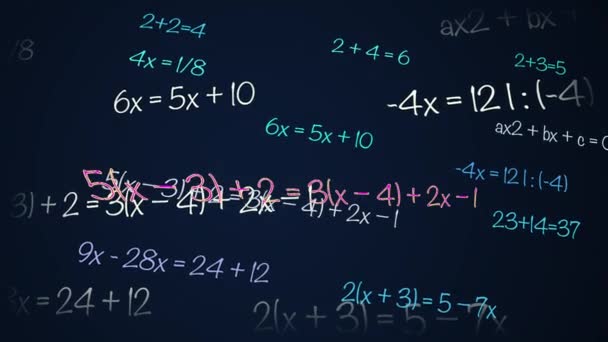 Formule Matematica Fisica Passano Attraverso Schermo Cadono Animazione Delle Equazioni — Video Stock