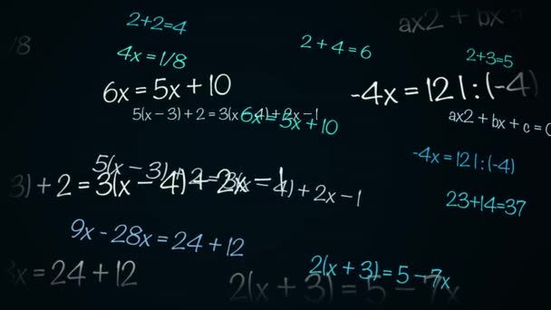 Формули Математики Фізики Проходять Через Екран Відпадають Анімація Рівнянь Математики — стокове відео