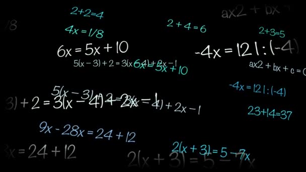 Formule Matematica Fisica Passano Attraverso Schermo Cadono Animazione Delle Equazioni — Video Stock