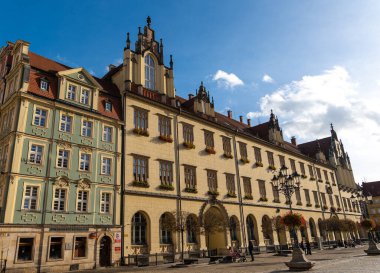 Eski şehrin şehir manzarası, Wroclaw, Polonya