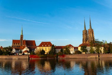 Eski şehrin şehir manzarası, Wroclaw, Polonya