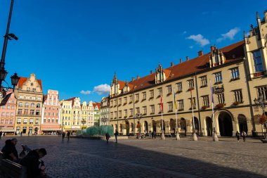 15 Ekim 2023 'te Eski Kasaba' nın manzarası. Wroclaw Polonya