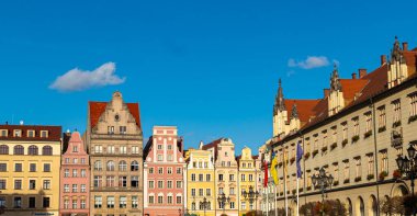 15 Ekim 2023 'te Eski Kasaba' nın manzarası. Wroclaw Polonya