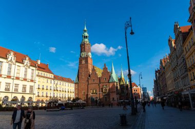 15 Ekim 2023 'te Eski Kasaba' nın manzarası. Wroclaw Polonya