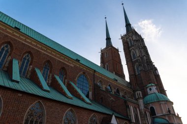 Eski şehrin şehir manzarası, Wroclaw, Polonya