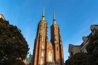Eski şehrin şehir manzarası, Wroclaw, Polonya