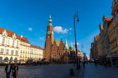 15 Ekim 2023 'te Eski Kasaba' nın manzarası. Wroclaw Polonya