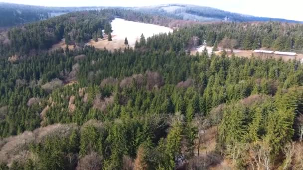 Taunus ドイツのヘッセンにある山の統合された森の無人機から見た山の範囲 — ストック動画