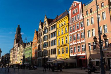 15 Ekim 2023 'te Eski Kasaba' nın manzarası. Wroclaw Polonya