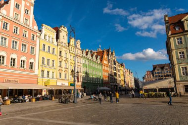 15 Ekim 2023 'te Eski Kasaba' nın manzarası. Wroclaw Polonya