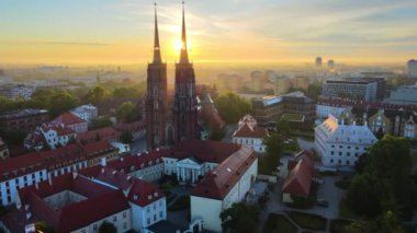 ancient beautiful city aerial photography architecture Europe Wroclaw Poland