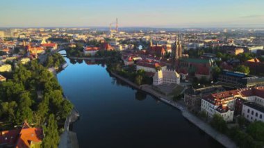 ancient beautiful city aerial photography architecture Europe Wroclaw Poland