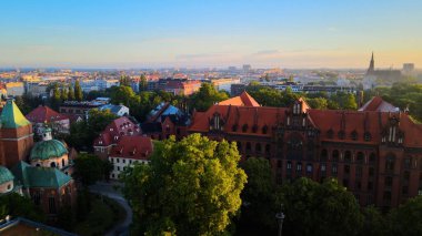 Wroclaw Polonya 'nın güzel üst manzara hava fotoğrafçılığı