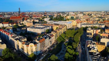 Wroclaw Polonya 'nın güzel üst manzara hava fotoğrafçılığı