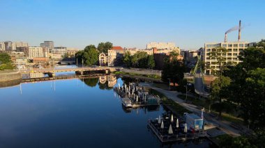 Wroclaw Polonya 'nın güzel üst manzara hava fotoğrafçılığı