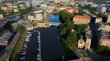 Wroclaw Polonya 'nın güzel üst manzara hava fotoğrafçılığı