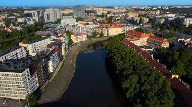 Wroclaw Polonya 'nın güzel üst manzara hava fotoğrafçılığı