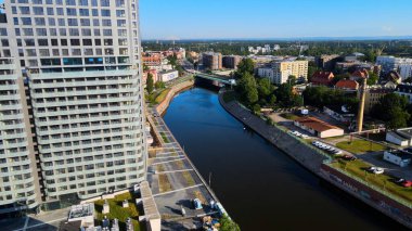 Wroclaw Polonya 'nın güzel üst manzara hava fotoğrafçılığı