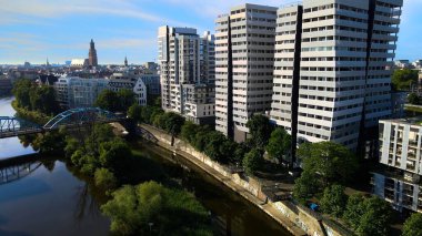 Wroclaw Polonya 'nın güzel üst manzara hava fotoğrafçılığı