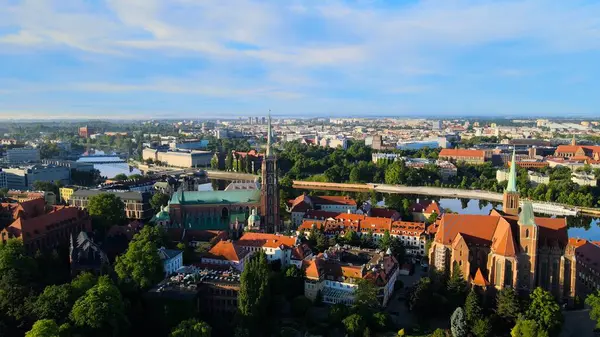 stock image city Europe beautiful top view aerial photography of Wroclaw Poland