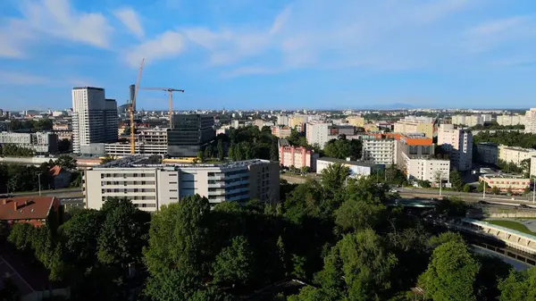 Wroclaw Polonya 'nın güzel üst manzara hava fotoğrafçılığı