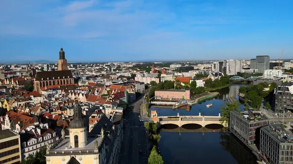 stock image city Europe beautiful top view aerial photography of Wroclaw Poland