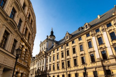 Eski şehrin şehir manzarası, Wroclaw, Polonya