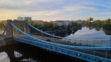 Wroclaw Polonya 'nın güzel üst manzara hava fotoğrafçılığı
